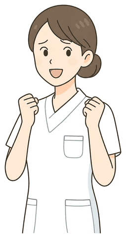 こぶしを握ってがんばる看護師のイラスト